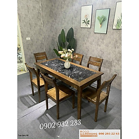 Mua Bộ bàn ăn mặt đá màu óc chó chân cò BA 03 - Đồ Gỗ Mạnh Hùng