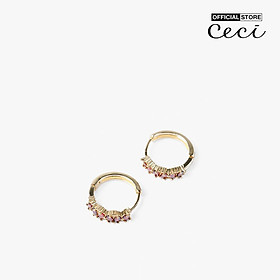 CECI - Khuyên tai nữ khoen tròn đính đá sang trọng CC1-07000154
