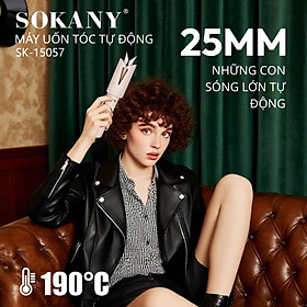 Máy uốn tóc tự động ion âm SẠC PIN KHÔNG DÂY SOKANY SK-15057, xoay 2 chiều, PIN 5000mAh ion âm bảo vệ tóc hư tổn - HÀNG CHÍNH HÃNG - DELIYA