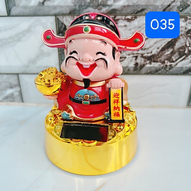 Mua Thần tài áo đỏ ngồi trên đế tròn phong thủy mang lại may mắn cho gia chủ  gật đầu sử dụng năng lượng mặt trời cao 11 cm
