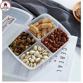 Mua Hộp Chia Thực Phẩm 4 Ngăn RAKUEN Xuất Nhật 720ml Nắp Dẻo Kín Bảo Quản Thức Ăn