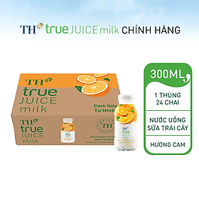 Thùng 24 chai nước uống sữa trái cây TH true JUICE milk cam tự nhiên 300 ml (300 ml x 24)