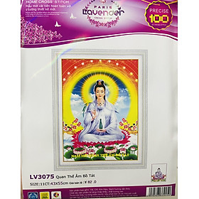 Mua Tranh thêu chữ thập Phật quan âm LV3075  kích thước 43 x 55 cm