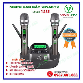 Mua Micro karaoke không dây cao cấp VinaKTV 12SE - Sử dụng pin sạc  có cảm biến tự ngắt  gia tốc - Hát nhẹ  bay  chống hú tốt - Hàng chính hãng