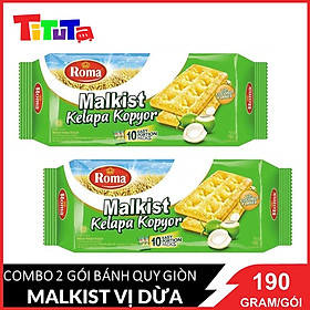 Combo 2 gói Bánh quy giòn vị dừa Roma Malkist Xanh lá 190gX2