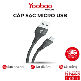 [HÀNG CHÍNH HÃNG] Dây cáp sạc Micro USB YOOBAO C5 Sạc ổn định dài 1m - Bảo hành 12 tháng 1 đổi 1