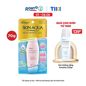 Kem chống nắng Skin Aqua dưỡng trắng & dưỡng ẩm, dùng hàng ngày dạng gel Sunplay Skin Aqua Silky White Gel Eco Việt Nam SPF 50, PA++++ 70g
