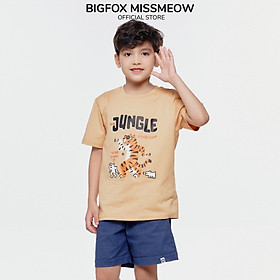 Áo cotton bé trai Bigfox Miss Meow cộc tay mùa hè size đại 7,9,11 tuổi 30kg 40kg - ÁO JUNGLE BEIGE 2013 - 125cm, 24-26kg (7)