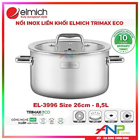 Mua Nồi (Xoong) Inox 3 lớp đáy liền Elmich Tri-max Eco (2353990  2353991  2353992  2353993  2353994  2353995  2353996  2353997) - Hàng Chính Hãng