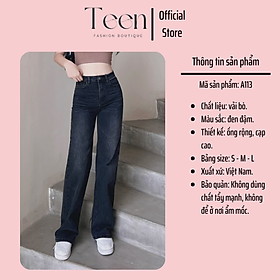 Quần jean nữ ống rộng  cạp cao A113 Teen Fashion