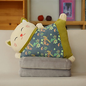 Mua Gối Tựa Lưng Gối Trang Trí Sofa Hình Mèo Neko May Mắn Siêu Dễ Thương Kèm Mền