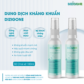 [Bộ đôi] Xịt kháng khuẩn DIZIGONE chăm sóc tổn thương lành nhanh, không đau xót, tái tạo da, ngăn ngừa sẹo (2 chai x 100ml)