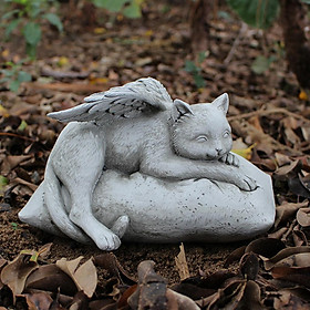 Angel Pet Cat Memorial Statue Grave Marker Tribute, Resin Craft, Garden Craft Sculpture Decor Ornament