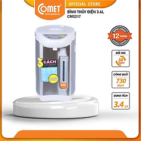 Bình thủy điện thép không gỉ Comet CM3217 3.4 Lít (Bạc) - Hàng Chính Hãng