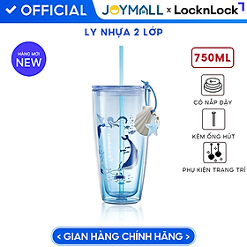 Ly Nhựa 2 Lớp LocknLock Ocean Double Wall HAP534BLU 750ml, Kèm Phụ Kiện, Hàng Chính Hãng - JoyMall