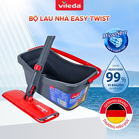 Cây lau nhà thông minh tự vắt VILEDA UltraMax Easy Twist gồm xô giặt, công nghệ Powerzone sạch sâu các loại mặt sàn