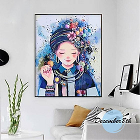 Mua Tranh tô màu theo số Tranh sơn dầu số hóa December8th Cô gái dân tộc 2 CGDTN