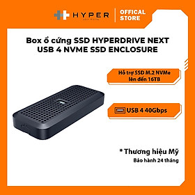 Box ổ chứng SSD Hyper Drive Next Usb4 NVME SSD Enclosure HD5001GL - Thiết kế bền bỉ, chống nước, chống bụi, hàng chính hãng