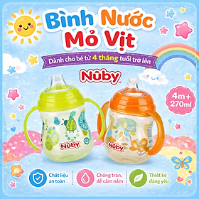 Bình uống nước 270ml, ống hút mỏ vịt làm bằng Silicone ( 4m+ )