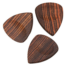 3 Pieces Guitar Bass Picks Plectrum Solid Wood Standard Dark Rosewood