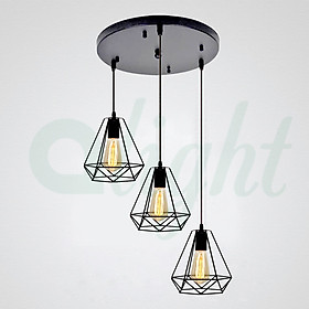 Mua Bộ 3 đèn thả trần + KÈM BÓNG 4W  đèn chùm trang trí Decor hình kim cương  phù hợp với mọi không gian
