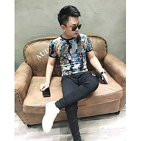 Áo thun Nam họa tiết cực ngầu chất liệu vải nhung cao cấp co giãn nhẹ dễ phối đồ hợp thời trang - HOT TREND