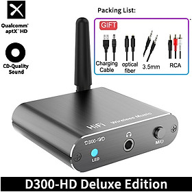 Quà Tặng 199K -  Bộ Thu Âm Thanh Hifi Stereo D300-HD Bluetooth 5.2 Hỗ Trợ Cổng AUX/COAXIAL/OPTICAL Chip Qualcomm APTX-HD. D300 Wireless Receiver -HD BT 5.2 HiFi Stereo Audio Adapter Support Coaxial Optical Fiber for Headphone TV Amplifier