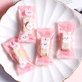 Mua Túi gói kẹo Nougat  Túi đựng bánh cookie  vỏ túi đóng kẹo hạnh phúc size 4*9 cm (thỏ hồng)