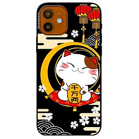 Ốp lưng dành cho Iphone 12 - 12 Pro mẫu Mèo Nền Đen