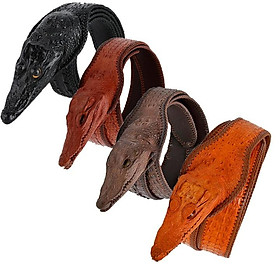 Thắt lưng nam da cá sấu Huy Hoàng nguyên con lớn đầu cá sấu màu đen, nâu đỏ, vàng bò, nâu đất HT4252-53-54-55