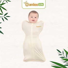 Nhộng chũn Quấn chũn sợi tre Bamboo Life BL069 hàng chính hãng cho bé Túi ngủ cho bé giúp bé ngủ sâu chống giật mình - M - Vàng