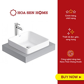 Lavabo bán âm bàn Viglacera CD20 chất liệu sứ ceramic phủ men Nano cao cấp, lòng chậu sâu tối ưu, không rò rỉ nước - Hoa Sen Home - Hàng chính hãng