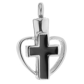 Enamel Stainless Steel Cross Crucifix Heart Pendant Keepsake