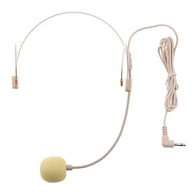 6xDouble Ear Hook Wired Headset Headworn Microphone Beige 3.5mm Right Angle