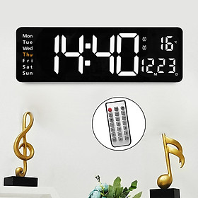 Large Digital Wall Clock ,Date/Week/Temperature Display, Brightness Adjustment ,USB LED Clocks for Office School Restaurant Home Bedroom