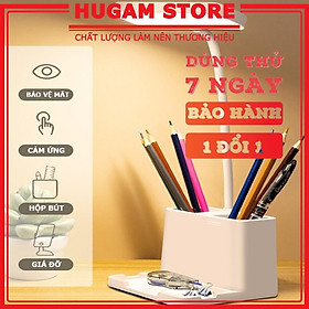 Mua Đèn học chống cận thị HUGAM tích điện  đèn học cho bé để bàn có ngăn đựng bút  pin tích điện 3 màu sáng chạm cảm ứng đổi màu