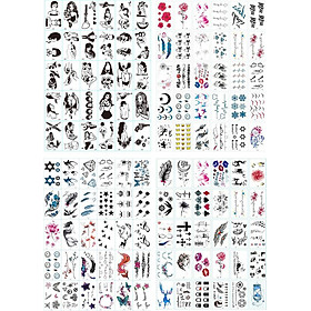 325 Hình Xăm Dán Tattoo Unisex Nam Nữ Cá Tính Tiên Cá Mặt Trăng Sao Đồng Hồ