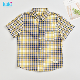 Áo sơ mi cộc tay bé trai vải 100% cotton cho bé hàng chính hãng HAKI HK522 (từ 10-27kg)