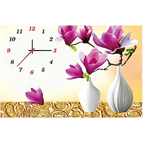 Mua TRANH THÊU CHỮ THẬP ĐÒNG HỒ BÌNH HOA NGỌC LAN TÍM̀́ 58x43cm