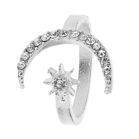 Crescent Moon Ring Elegant Open Moon Star Finger Ring for Girls