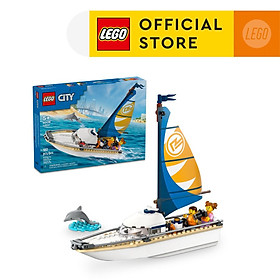 LEGO CITY 60438 Đồ Chơi Lắp Ráp Thuyền Buồm Ngắm Cá Heo (102 chi tiết)