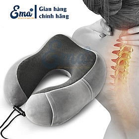 Gối kê cổ chữ U cao su non EMA chống đau mỏi cổ vai gáy cho dân văn phòng, đi du lịch, tàu xe... - Xám