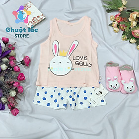 Bộ quần áo ba lỗ cho bé trai và bé gái cotton từ 6kg đến 16kg túi zip