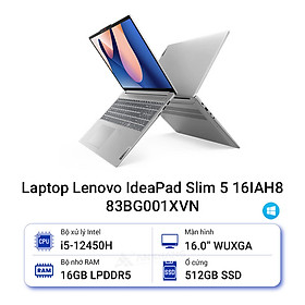 Mua Lenovo IdeaPad Slim 5 16IAH8 83BG001XVN (Intel Core i5-12450H | 16GB | 512GB | Intel UHD | 16 inch WUXGA | Win 11 | Xám) - HÀNG CHÍNH HÃNG