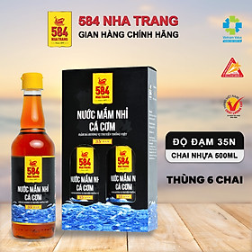 Hình ảnh Thùng 6 chai Nước mắm Nhỉ Cá cơm - 584 Nha Trang - 35 độ đạm - Chai Nhựa PET 500ml, Date luôn mới