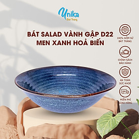 Bát tô loe salad men xanh hoả biến D22x 6.5cm - Tô loe xanh hoả biến - Tô gốm sứ Bát Tràng Cao cấp