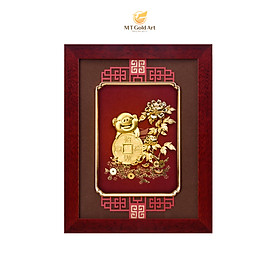 Tranh heo dát vàng (26×33) MT Gold Art- Hàng chính hãng, trang trí nhà cửa, phòng làm việc, quà tặng sếp, đối tác, khách hàng, tân gia, khai trương 