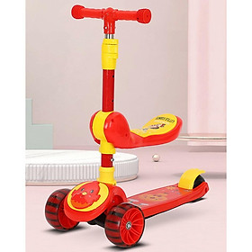 Xe trượt scooter cho bé có ghế ngồi điều chỉnh - bánh xe phát sáng - Xe màu bé trai