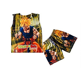 Đồ bộ ba lỗ 3D Hình Dragon Ball cho bé trai 10-40kg