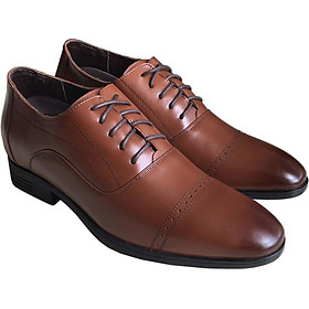 Giày tây nam tăng chiều cao Trường Hải cao 6.5cm da bò thật không bong tróc đế cao su không trơn GTN077